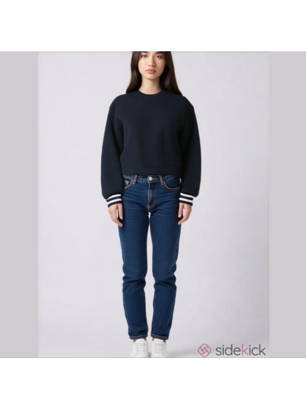All Saints Cropped Navy Sweatshirt